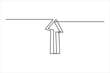 Okun aralıksız bir satır çizimi, ok simgesi çizimi vektör çizimi