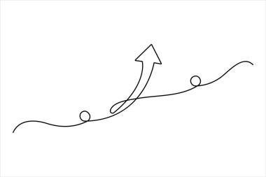 Okun aralıksız bir satır çizimi, ok simgesi çizimi vektör çizimi