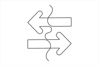 Okun aralıksız bir satır çizimi, ok simgesi çizimi vektör çizimi