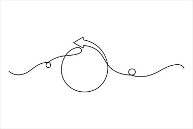 Okun aralıksız bir satır çizimi, ok simgesi çizimi vektör çizimi