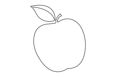 Elma ikonu organik gıda vektörünün aralıksız tek çizgi çizimi