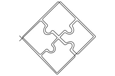 Dünya otizm gününün yapboz vektör illüstrasyonunun kesintisiz bir çizgi çizimi