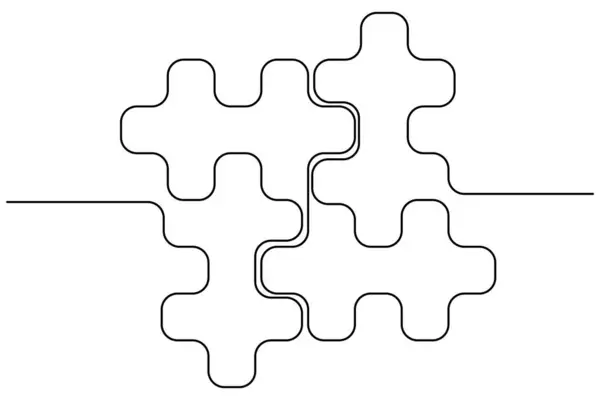 Dünya otizm gününün yapboz vektör illüstrasyonunun kesintisiz bir çizgi çizimi