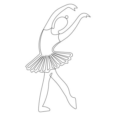 Zarif kadın bale dansının aralıksız tek satır çizimi. Opera illüstrasyon çizimi vektörü.