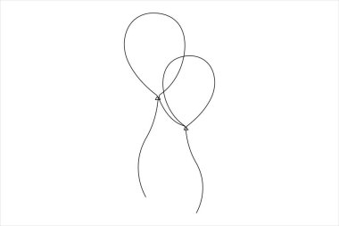 Devamlı balon bir çizgi doğum günü kutlaması çiziyor. Tatil partisi dekorasyon ikonu vektör illüstrasyonu