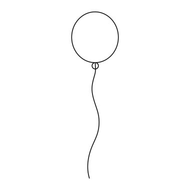 Balon aralıksız tek satır sanat kutlaması konsepti ana hatlı vektör çizimi
