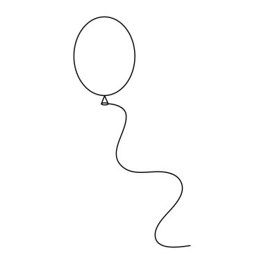 Balon aralıksız tek satır sanat kutlaması konsepti ana hatlı vektör çizimi