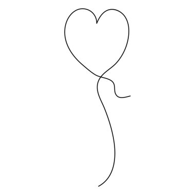 Balon aralıksız tek satır sanat kutlaması konsepti ana hatlı vektör çizimi