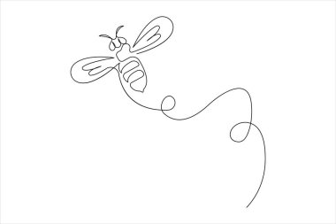 Bal arısı sanat konseptinin aralıksız çizimi basit bal arısı çizgi vektörü çizimi