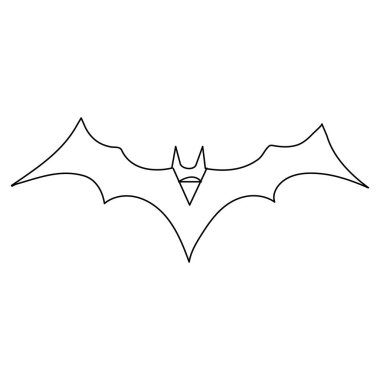 Aralıksız el çizimi tek çizgi çizimi, stilin Cadılar Bayramı yarasa vektörü çizimi