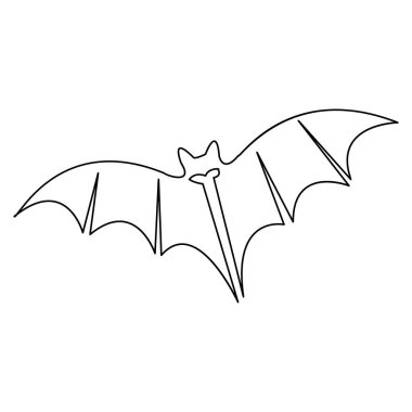 Aralıksız el çizimi tek çizgi çizimi, stilin Cadılar Bayramı yarasa vektörü çizimi