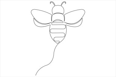 Bal arısı sanat konseptinin aralıksız çizimi basit bal arısı çizgi vektörü çizimi