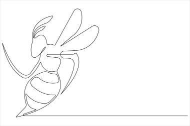 Bal arısı sanat konseptinin aralıksız çizimi basit bal arısı çizgi vektörü çizimi