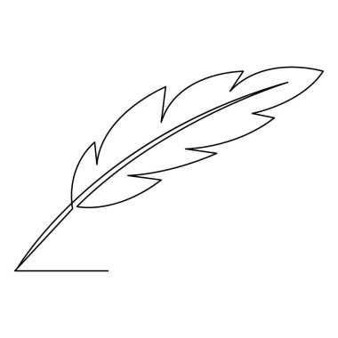Kuş tüyü, ana hatlı vektör çizimi için sürekli tek çizgi el çizimi