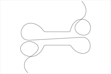 Köpek kemiğinin vektör illüstrasyonu sürekli tek çizgi çizim konsepti