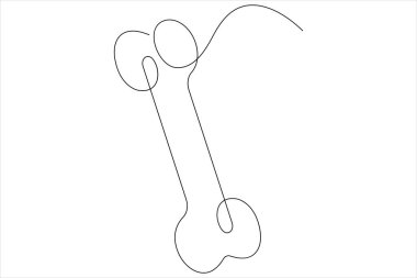 Köpek kemiğinin vektör illüstrasyonu sürekli tek çizgi çizim konsepti