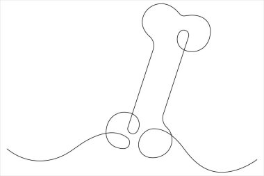 Köpek kemiğinin vektör illüstrasyonu sürekli tek çizgi çizim konsepti