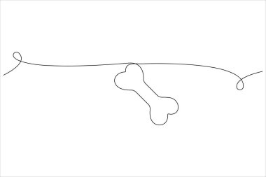 Köpek kemiğinin vektör illüstrasyonu sürekli tek çizgi çizim konsepti