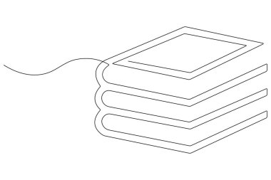 Aralıksız tek satır sanat kitapları çiziyor basit minimalist ana hatlı vektör sanat çizimi