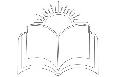 Aralıksız tek satır sanat kitapları çiziyor basit minimalist ana hatlı vektör sanat çizimi