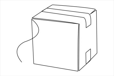 Karton kutu sürekli bir çizgi çizim kavramı