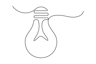 Elektrik ampulü vektör illüstrasyonunun aralıksız çizimi