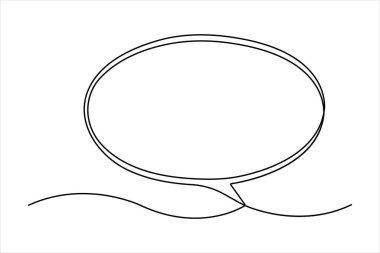 Konuşma baloncuğu şekilli sohbet bulutu ve düşünce diyalog simgesinin aralıksız tek satır çizimi