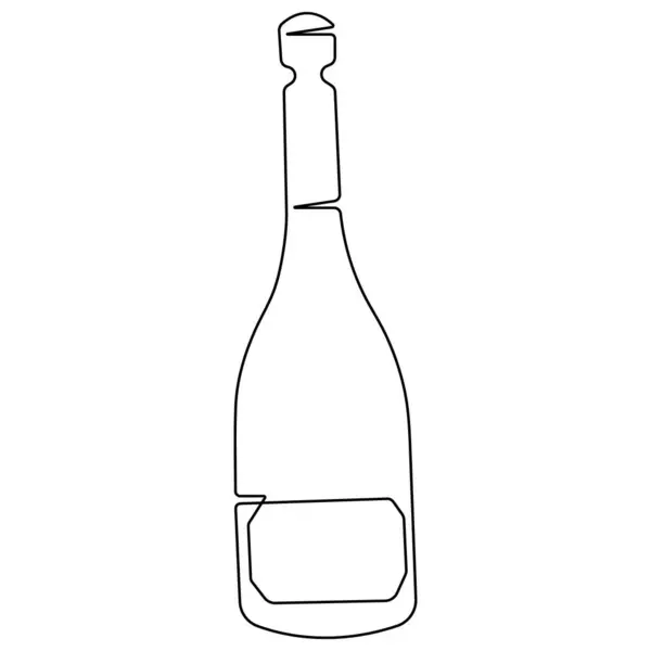 Şarap şişesinin aralıksız çizimi. Alkol. Karalama tarzı çizim.