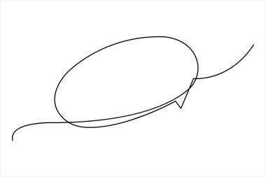 Konuşma baloncuğu şekilli sohbet bulutu ve düşünce diyalog simgesinin aralıksız tek satır çizimi 