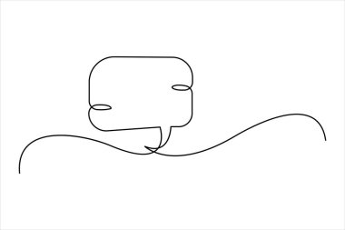 Konuşma baloncuğu şekilli sohbet bulutu ve düşünce diyalog simgesinin aralıksız tek satır çizimi 