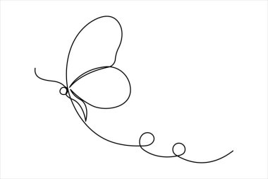 Kelebek tasarım vektör illüstrasyonunun aralıksız tek satır sanatı