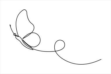 Kelebek tasarım vektör illüstrasyonunun aralıksız tek satır sanatı