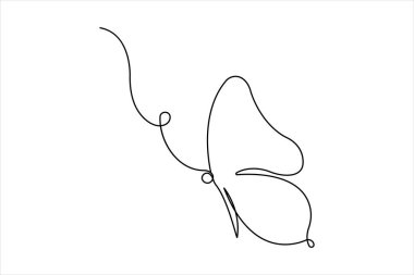 Kelebek tasarım vektör illüstrasyonunun aralıksız tek satır sanatı