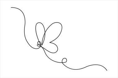 Kelebek tasarım vektör illüstrasyonunun aralıksız tek satır sanatı