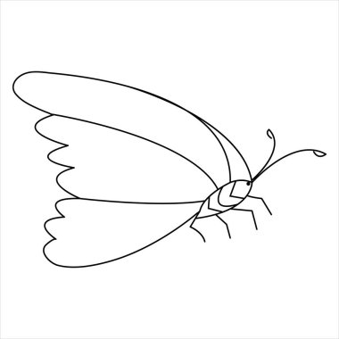Kelebek bir çizgi sanat sürekli güzel uçan vektör çizimi