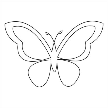 Devamlı tek çizgi kelebek tasarımı el çizimi minimalizm ana hatlı vektör çizimi