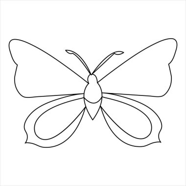 Devamlı tek çizgi kelebek tasarımı el çizimi minimalizm ana hatlı vektör çizimi