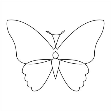 Devamlı tek çizgi kelebek tasarımı el çizimi minimalizm ana hatlı vektör çizimi