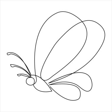 Devamlı tek çizgi kelebek tasarımı el çizimi minimalizm ana hatlı vektör çizimi