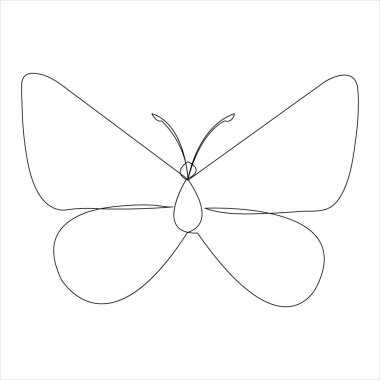 Devamlı tek çizgi kelebek tasarımı el çizimi minimalizm ana hatlı vektör çizimi