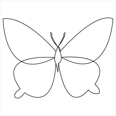 Devamlı tek çizgi kelebek tasarımı el çizimi minimalizm ana hatlı vektör çizimi
