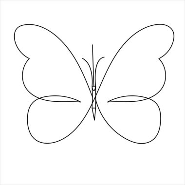 Devamlı tek çizgi kelebek tasarımı el çizimi minimalizm ana hatlı vektör çizimi