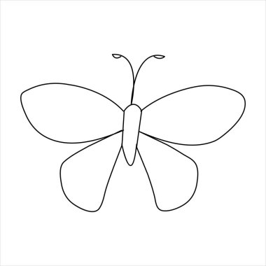 Devamlı tek çizgi kelebek tasarımı el çizimi minimalizm ana hatlı vektör çizimi