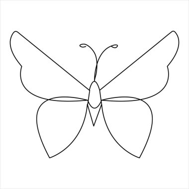 Devamlı tek çizgi kelebek tasarımı el çizimi minimalizm ana hatlı vektör çizimi
