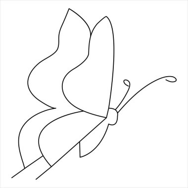 Devamlı tek çizgi kelebek tasarımı el çizimi minimalizm ana hatlı vektör çizimi