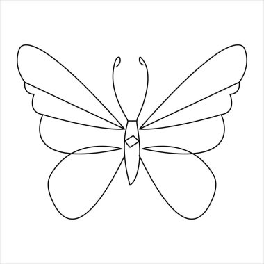 Devamlı tek çizgi kelebek tasarımı el çizimi minimalizm ana hatlı vektör çizimi