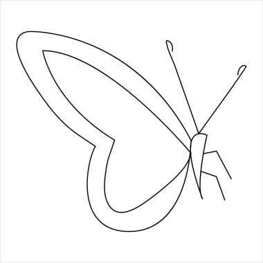 Devamlı tek çizgi kelebek tasarımı el çizimi minimalizm ana hatlı vektör çizimi