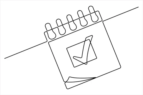 Takvim simgesinin sürekli bir çizgi çizimi. hatırlanabilir tarih, geri sayım, tatil, hafta içi ve hafta sonu vektör ilüstrasyonu