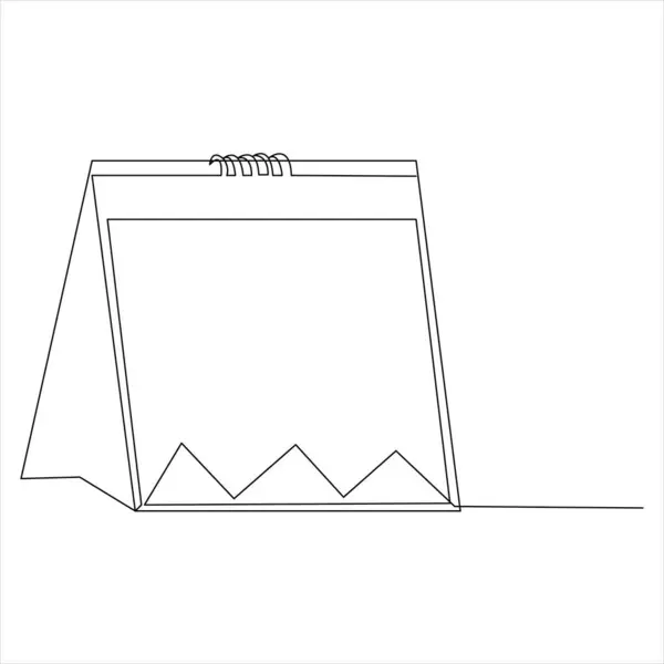 Aralıksız tek satır sanat çizimi ayakta duran takvim simgesi planlama ve konsept grafik tasarımı zamanlaması