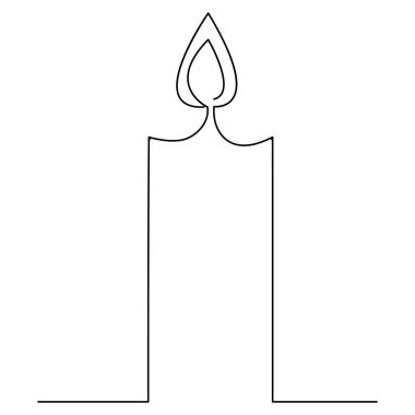 Bir satır aralıksız mum çizimi minimalist Noel stili tasarlıyor.
